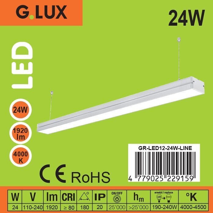 LED lampa G.LUX GR-LED-ROUND-24 W-LINE cena un informācija | Piekaramās lampas | 220.lv