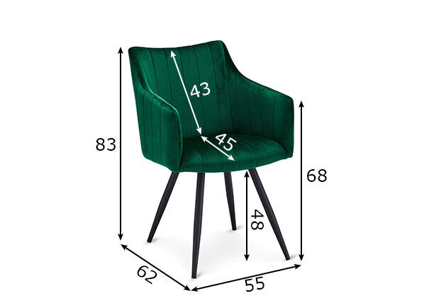 Ēdamistabas krēslu komplekts Linda, 2 gab., zaļš цена и информация | Virtuves un ēdamistabas krēsli | 220.lv