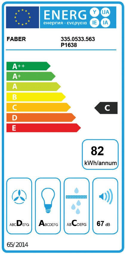 Faber Lithos EG6 BK LED A45 tvaika nosūcējs, 45cm, 335.0533.563 cena un informācija | Tvaika nosūcēji | 220.lv