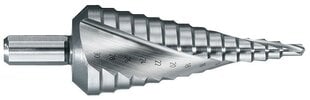HSS Step Drill Ø4-20 mm. Step 2 mm. Helicoidal flute. Bright, uncoated (blister) cena un informācija | Skrūvgrieži, urbjmašīnas | 220.lv