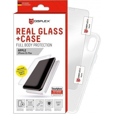 displex 00961 Real Glass + Case Full Body Protection for iPhone X/Xs цена и информация | Ekrāna aizsargstikli | 220.lv