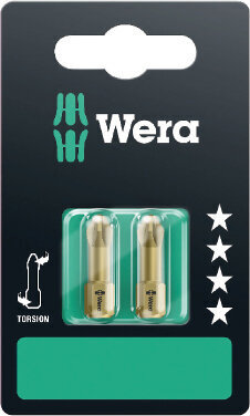 Wera Torsion (extra hard) uzgaļi, 2 x PZ2 x 25mm, 855/1 TH, blisterī cena un informācija | Rokas instrumenti | 220.lv