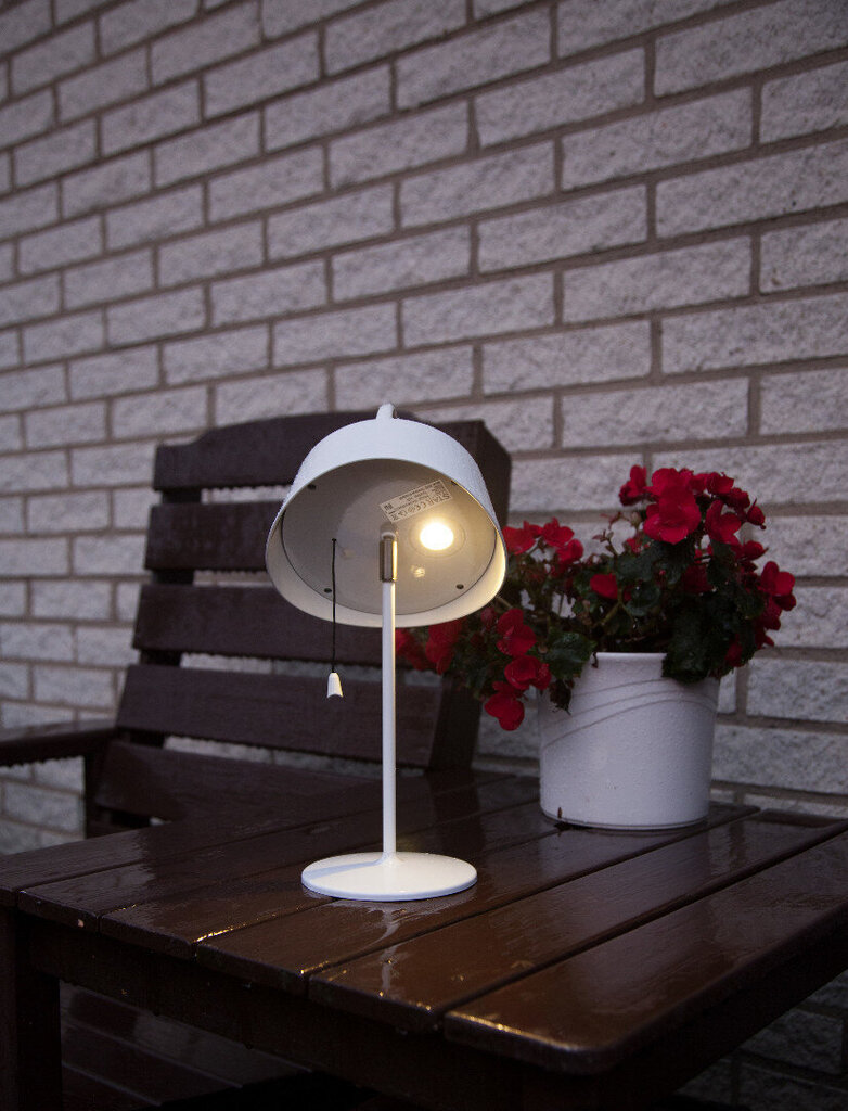 Galda lampa ar saules paneli, balta, silts gaismas tonis cena un informācija | Āra apgaismojums | 220.lv