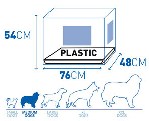 Переноска для собак с пластиковым дном и двумя дверцами ТМ Duvo+ M / 76x48x54 см, черный цена и информация | Переноски, сумки | 220.lv
