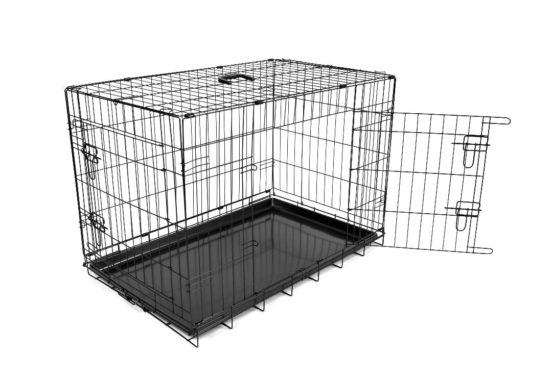 Duvo+ būris ar 2 durvīm un plastmasas grīdu M/76 x 48 x 54 cm, melns cena un informācija | Transportēšanas būri, somas | 220.lv