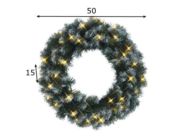 Ziemassvētku vainags ar LED diodēm 50cm цена и информация | Mākslīgās egles, vainagi, statīvi | 220.lv