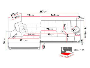 Izvelkamais stūra dīvāns Nord, pelēks цена и информация | Угловые диваны | 220.lv