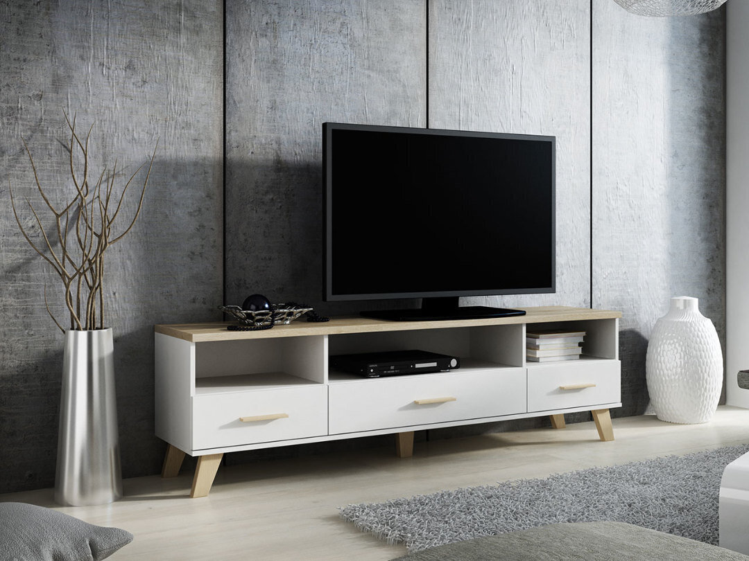 TV galds Lotta, brūns / balts cena un informācija | TV galdiņi | 220.lv