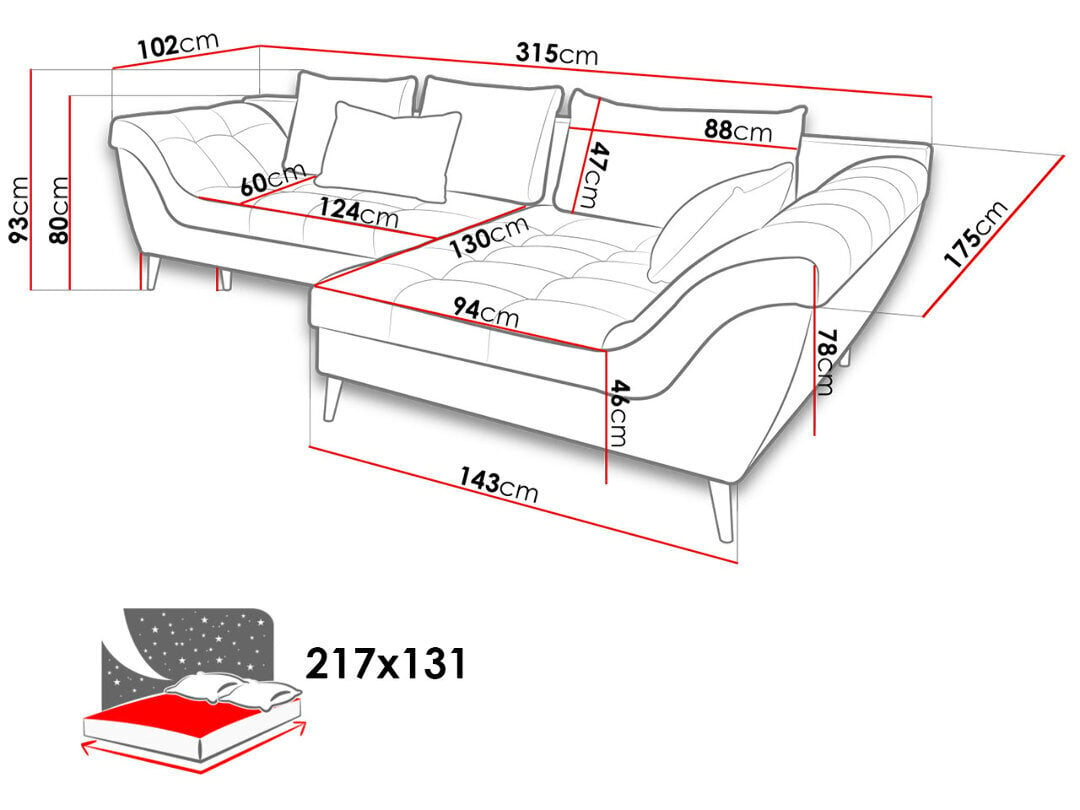 Izvelkamais stūra dīvāns Aruba, tirkīzzils cena un informācija | Stūra dīvāni | 220.lv