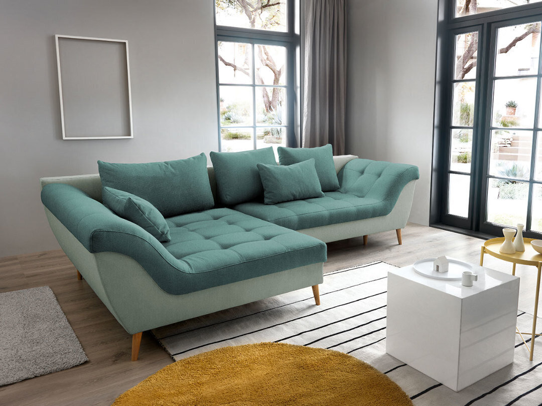 Izvelkamais stūra dīvāns Aruba, tirkīzzils цена и информация | Stūra dīvāni | 220.lv