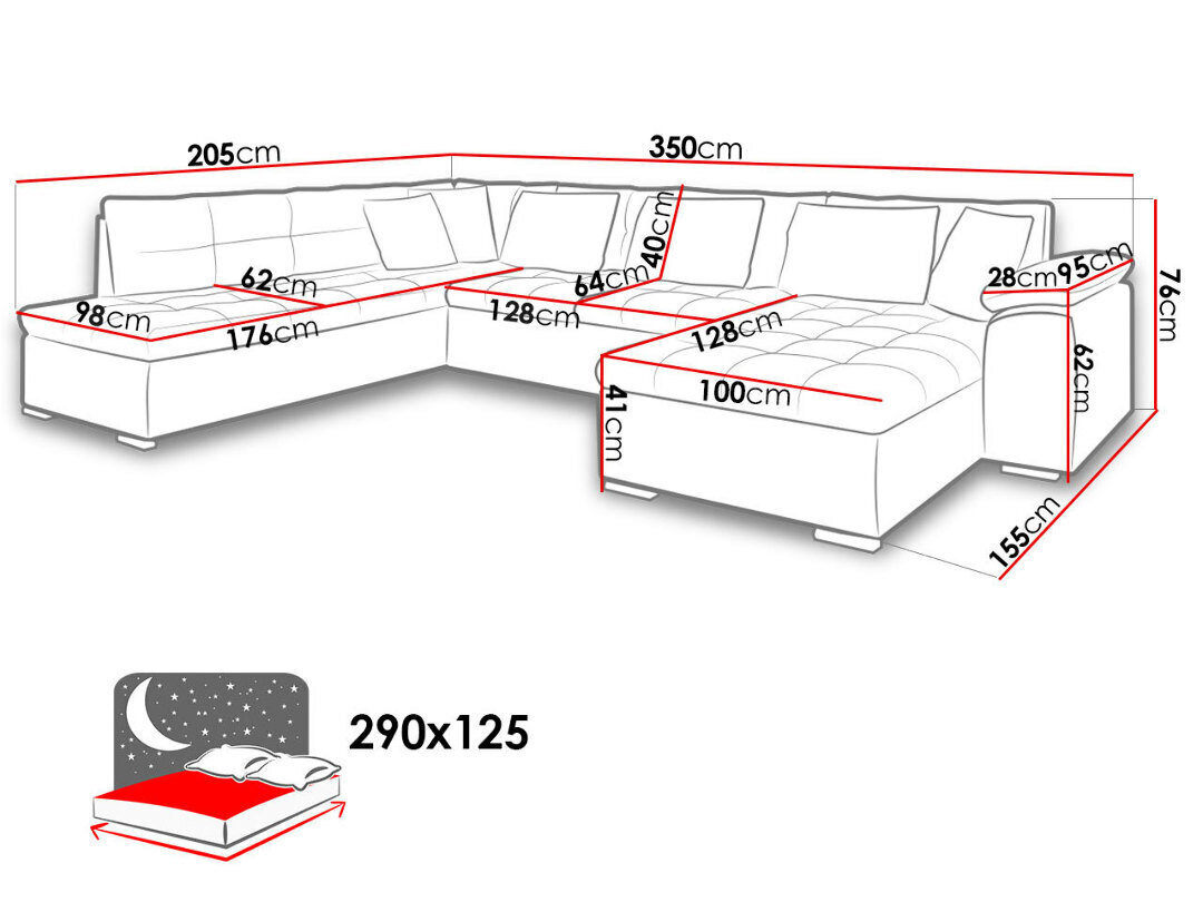 Izvelkamais stūra dīvāns Niko, pelēks / balts cena un informācija | Stūra dīvāni | 220.lv