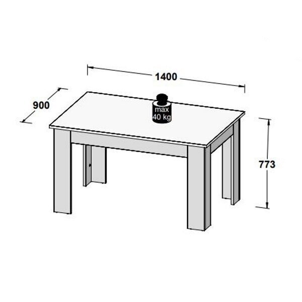 Pusdienu galds Pilvi 140x90 cm, ozola Sonoma/balts cena un informācija | Virtuves galdi, ēdamgaldi | 220.lv