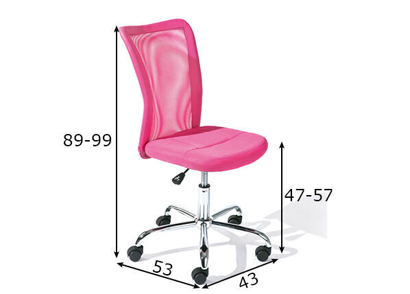 Biroja krēsls Bonnie, rozā krāsā cena un informācija | Biroja krēsli | 220.lv