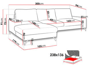 Izvelkamais stūra dīvāns Flavio, pelēks цена и информация | Угловые диваны | 220.lv