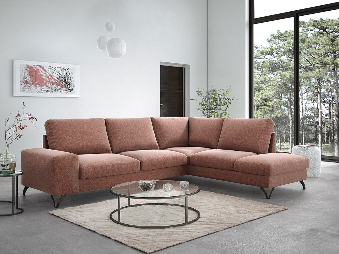 Izvelkamais stūra dīvāns Flavio, rozā cena un informācija | Stūra dīvāni | 220.lv