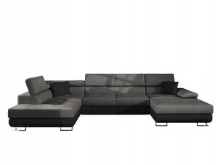 Izvelkamais stūra dīvāns Cotere Bis, melns/pelēks cena un informācija | Stūra dīvāni | 220.lv
