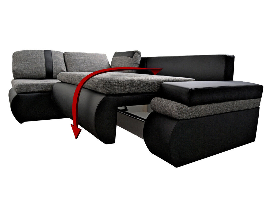 Izvelkamais stūra dīvāns ar veļas kasti Oslo Mini, pelēks/melns цена и информация | Stūra dīvāni | 220.lv