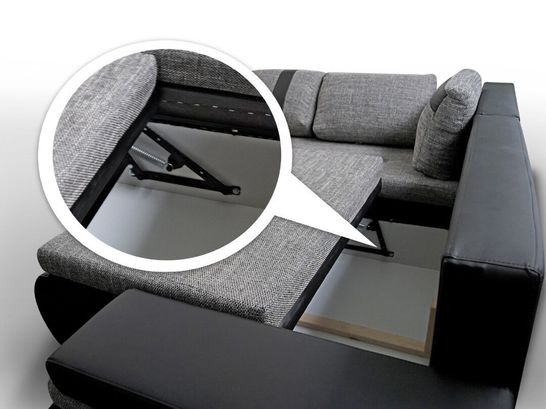 Izvelkamais stūra dīvāns ar veļas kasti Oslo Mini, pelēks/melns цена и информация | Stūra dīvāni | 220.lv