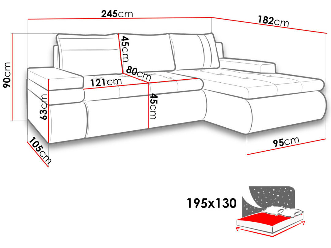 Izvelkamais stūra dīvāns ar kasti veļai Oslo Mini cena un informācija | Stūra dīvāni | 220.lv