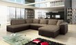 Izvelkamais stūra dīvāns ar kasti veļai Niko Bis, brūns/gaiši brūns-bēšs cena un informācija | Dīvāni | 220.lv