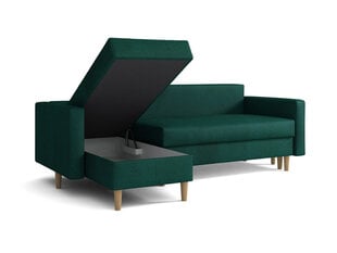 Izvelkamais stūra dīvāns ar veļas kasti Ana, tumši zils cena un informācija | Stūra dīvāni | 220.lv