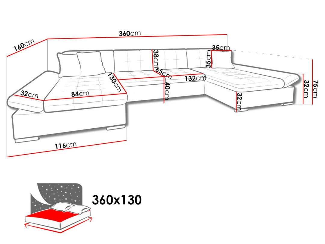 Izvelkamais stūra dīvāns ar divām kastēm veļai Alia cena un informācija | Stūra dīvāni | 220.lv