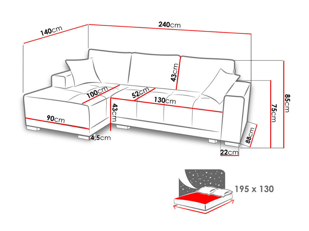 Izvelkamais dīvāns ar veļas kasti Dallas, melns/tumši pelēks cena un informācija | Dīvāni | 220.lv