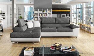 Izvelkamais dīvāns ar veļas kasti Cotere, pelēks/balts цена и информация | Диваны | 220.lv
