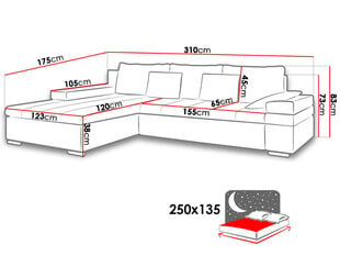 Izvelkamais stūra dīvāns Bangkok, balts/melns cena un informācija | Stūra dīvāni | 220.lv
