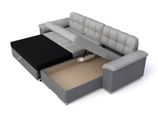 Izvelkamais stūra dīvāns ar veļas kasti Diana, pelēka auduma/melnas mākslīgās ādas cena un informācija | Stūra dīvāni | 220.lv