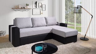 Izvelkamais stūra dīvāns Aden, melns/pelēks cena un informācija | Stūra dīvāni | 220.lv