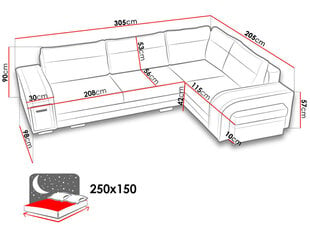 Izvelkamais stūra dīvāns Assan, melns/balts cena un informācija | Dīvāni | 220.lv