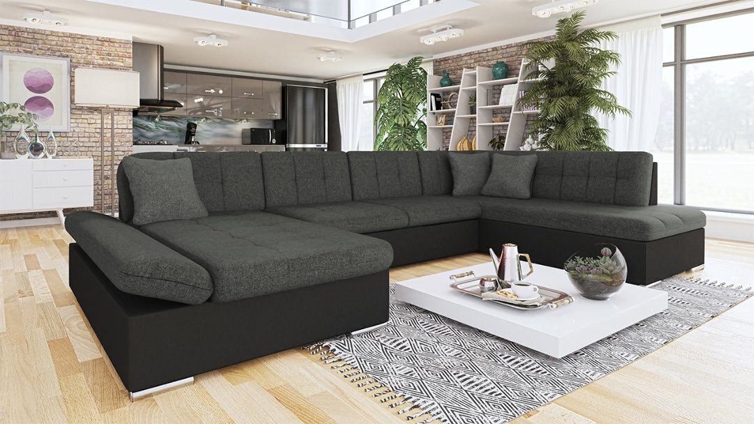 Izvelkamais stūra dīvāns Bergen, melns/tumši zaļš cena un informācija | Dīvāni | 220.lv