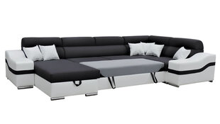 Izvelkamais stūra dīvāns Barcelona, melns/balts cena un informācija | Stūra dīvāni | 220.lv