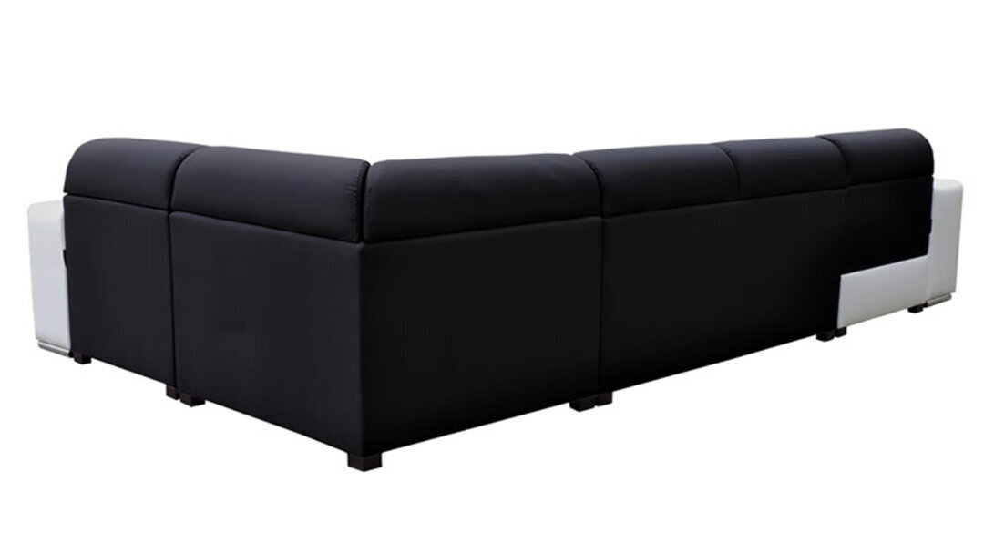 Izvelkamais stūra dīvāns Barcelona, melns/balts cena un informācija | Stūra dīvāni | 220.lv