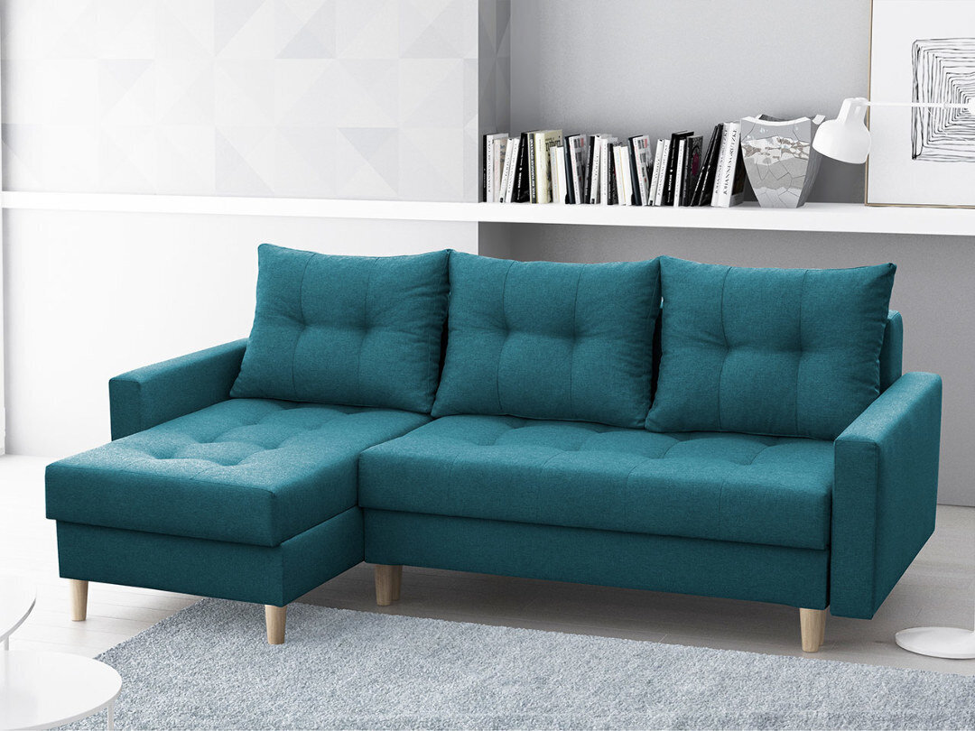 Izvelkamais stūra dīvāns Bodo, tumši zils цена и информация | Stūra dīvāni | 220.lv