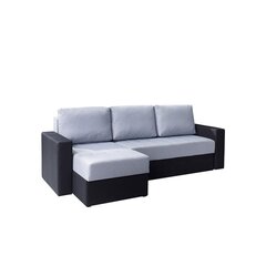 Izvelkamais stūra dīvāns Calabrini, gaiši pelēks/melns cena un informācija | Dīvāni | 220.lv