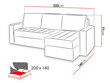 Izvelkamais stūra dīvāns Calabrini, gaiši pelēks/melns cena un informācija | Dīvāni | 220.lv