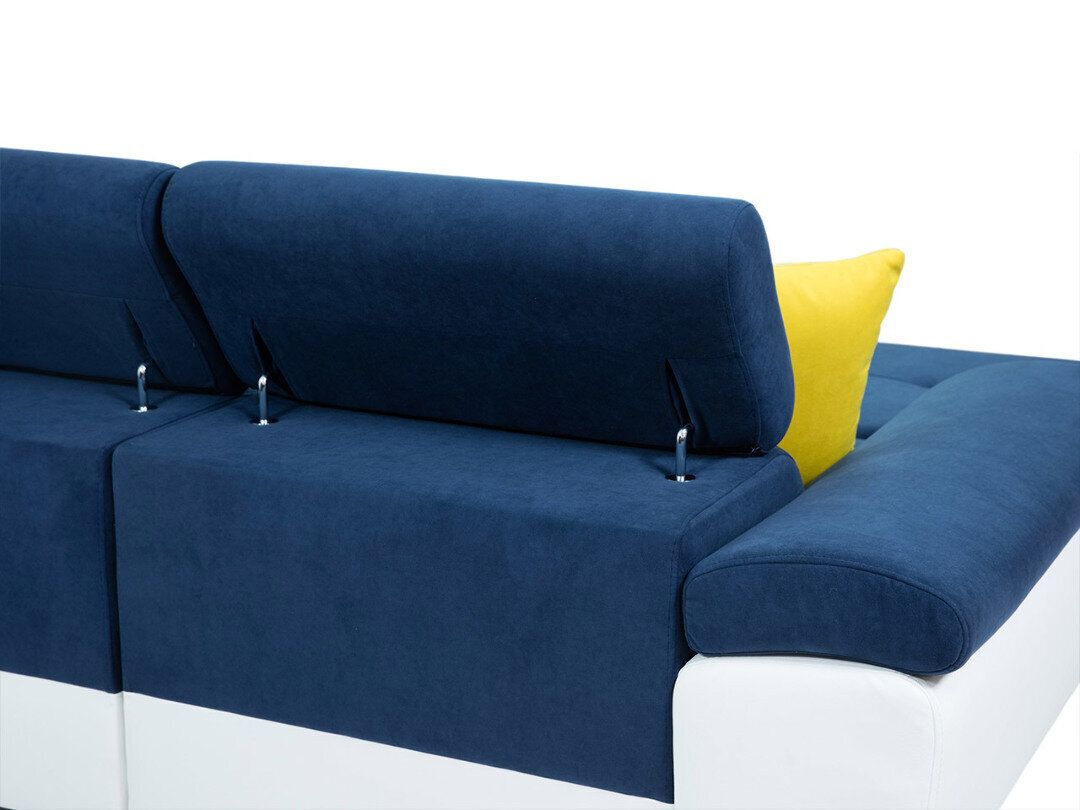 Izvelkamais stūra dīvāns Cotere Bis + LED, pelēks/balts, stūris labajā pusē cena un informācija | Stūra dīvāni | 220.lv