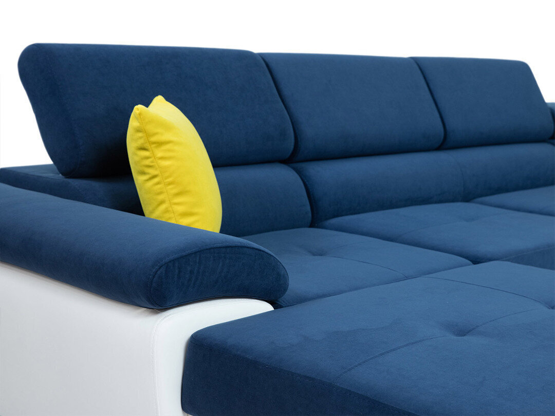 Izvelkamais stūra dīvāns Cotere Bis + LED, pelēks/balts, stūris labajā pusē cena un informācija | Stūra dīvāni | 220.lv