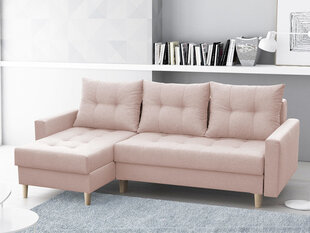 Izvelkamais stūra dīvāns Bodo, gaiši rozā cena un informācija | Stūra dīvāni | 220.lv