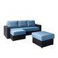 Izvelkamais stūra dīvāns Calabrini + pufs, zils/melns cena un informācija | Stūra dīvāni | 220.lv