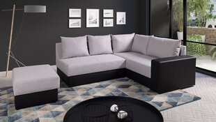Izvelkamais stūra dīvāns Bono, balts/melns, ar stūri labajā pusē cena un informācija | Dīvāni | 220.lv