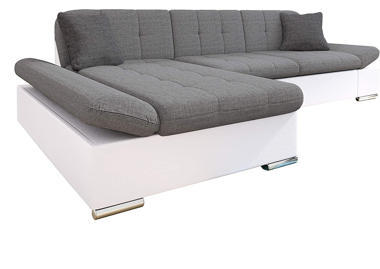 Izvelkamais stūra dīvāns Malwi, pelēks/balts cena un informācija | Stūra dīvāni | 220.lv