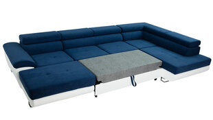 Izvelkamais stūra dīvāns Cotere Bis + LED, pelēks, labais stūris cena un informācija | Stūra dīvāni | 220.lv