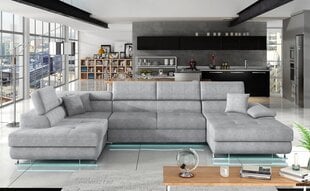 Izvelkamais stūra dīvāns Cotere Bis + LED, pelēks, kreisais stūris cena un informācija | Stūra dīvāni | 220.lv
