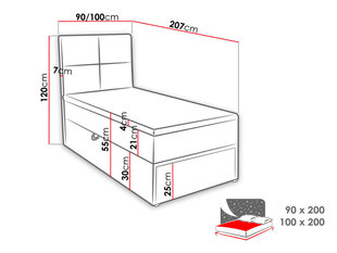 Kontinentālā gulta Garda Lux, 90 x 200 cm, pelēka cena un informācija | Gultas | 220.lv