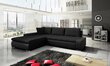 Izvelkamais stūra dīvāns Orkan, melns/melns cena un informācija | Stūra dīvāni | 220.lv