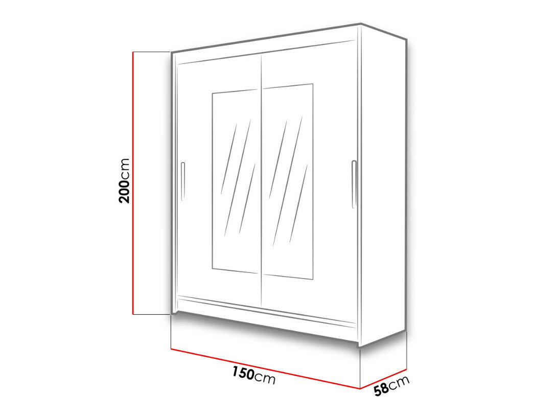 Skapis ar bīdāmām durvīm WESTA / PRESTO III + LED cena un informācija | Skapji | 220.lv