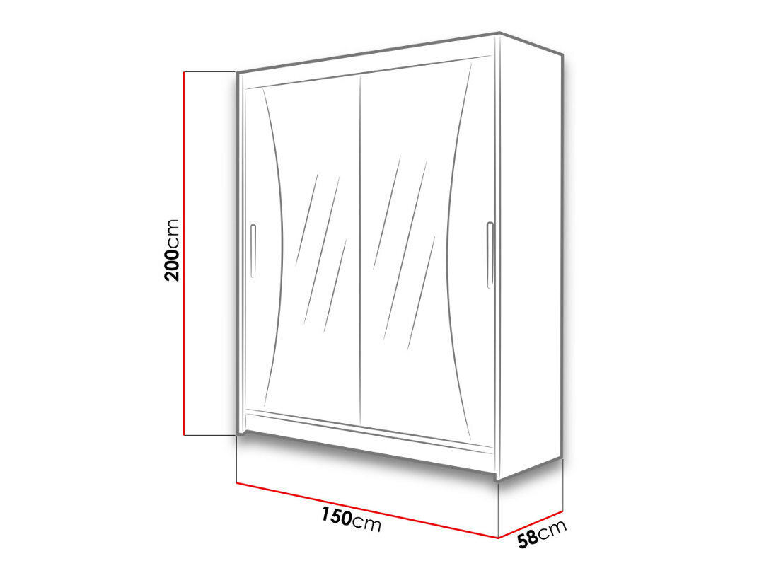 Skapis ar bīdāmām durvīm WESTA / PRESTO IX + LED цена и информация | Skapji | 220.lv